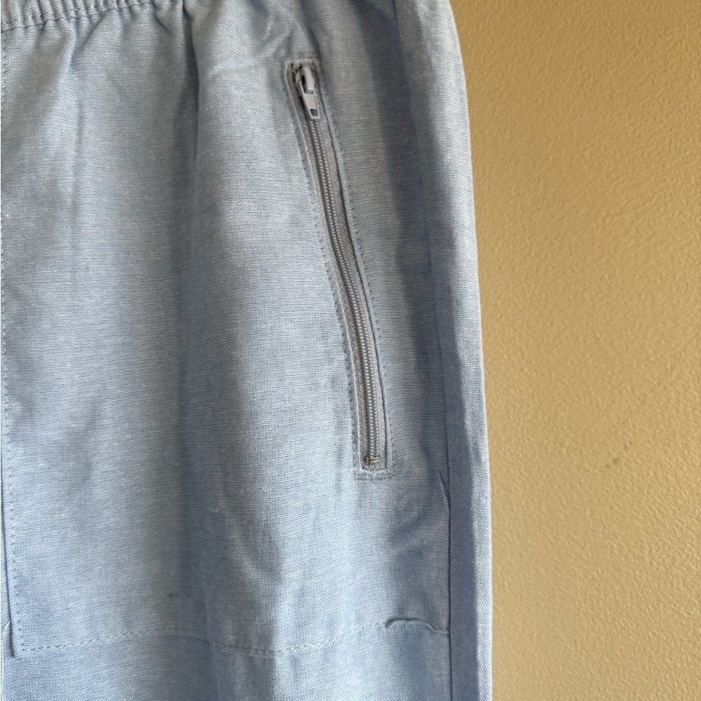 NWT Serra Blue Linen Elastic Waistband Jogger Pants - Picture 6 of 10